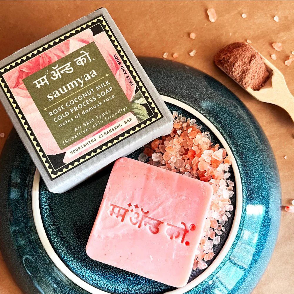 Saumyaa Coconut Milk Cold Process Soap (Rose + Orange Lentils)