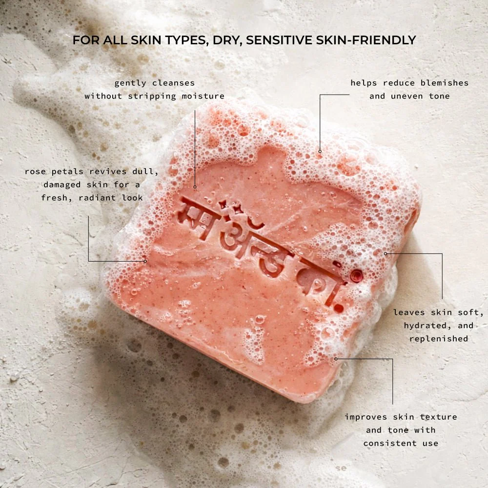 Saumyaa Coconut Milk Cold Process Soap (Rose + Orange Lentils) - Image 2
