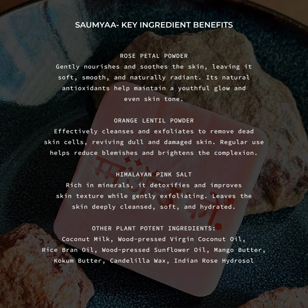 Saumyaa Coconut Milk Cold Process Soap (Rose + Orange Lentils) - Image 3