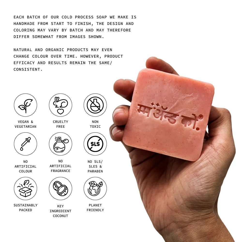 Saumyaa Coconut Milk Cold Process Soap (Rose + Orange Lentils) - Image 6