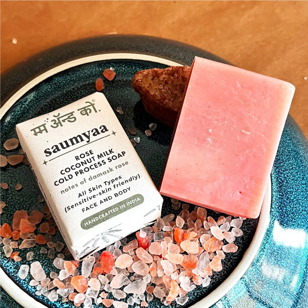Saumyaa Coconut Milk Cold Process Soap (Rose + Orange Lentils) - Image 7