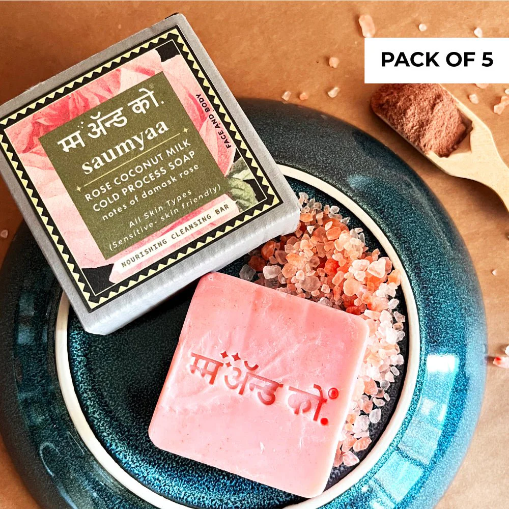 Saumyaa Coconut Milk Cold Process Soap (Rose + Orange Lentils) - Image 8