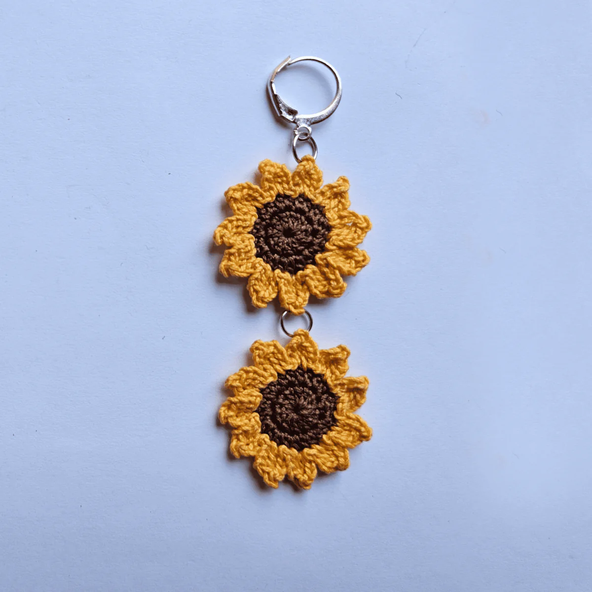 Minimal Sunflower Hand Crochet Earrings - Image 3
