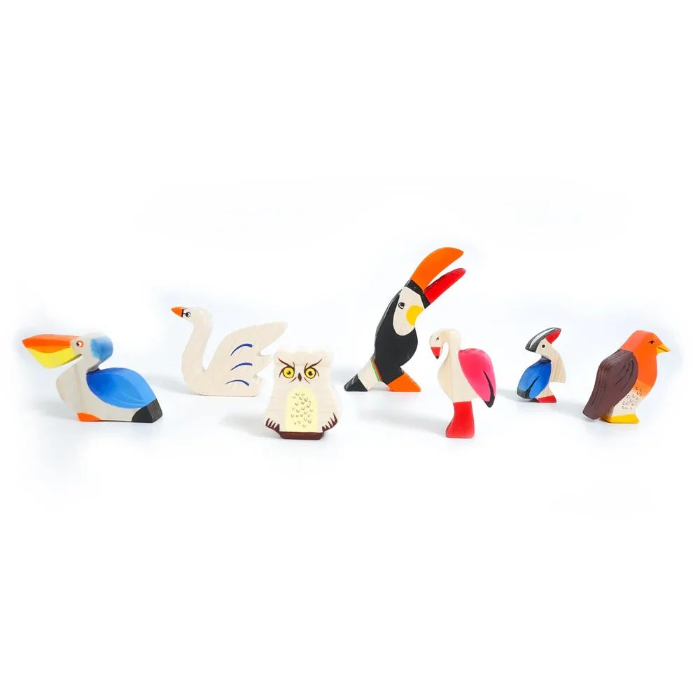 Birds Wooden Figurine Set – Neem Wood Montessori Toys