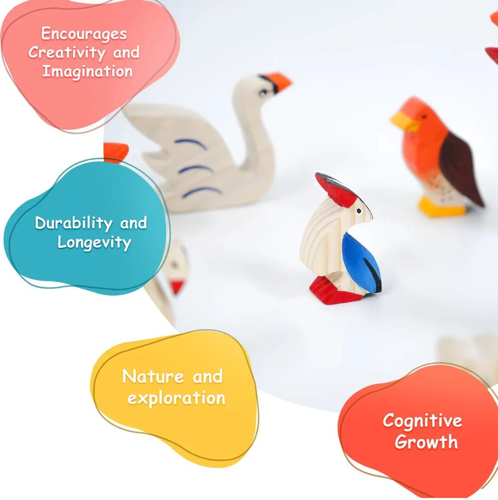 Birds Wooden Figurine Set – Neem Wood Montessori Toys - Image 2