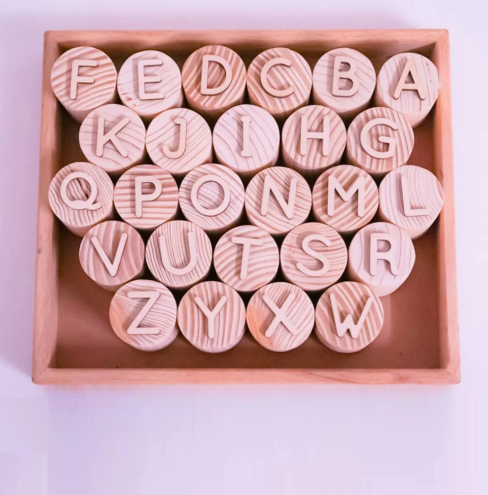 Wooden Double-Sided Letter- Alphabet Stamps