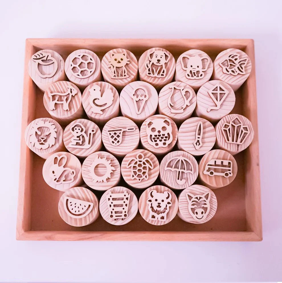 Wooden Double-Sided Letter- Alphabet Stamps - Image 5