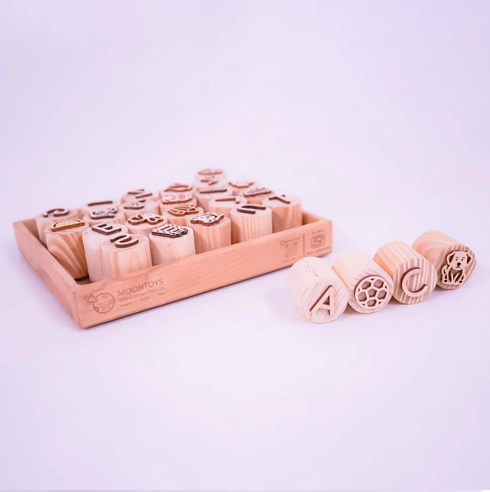 Wooden Double-Sided Letter- Alphabet Stamps - Image 6