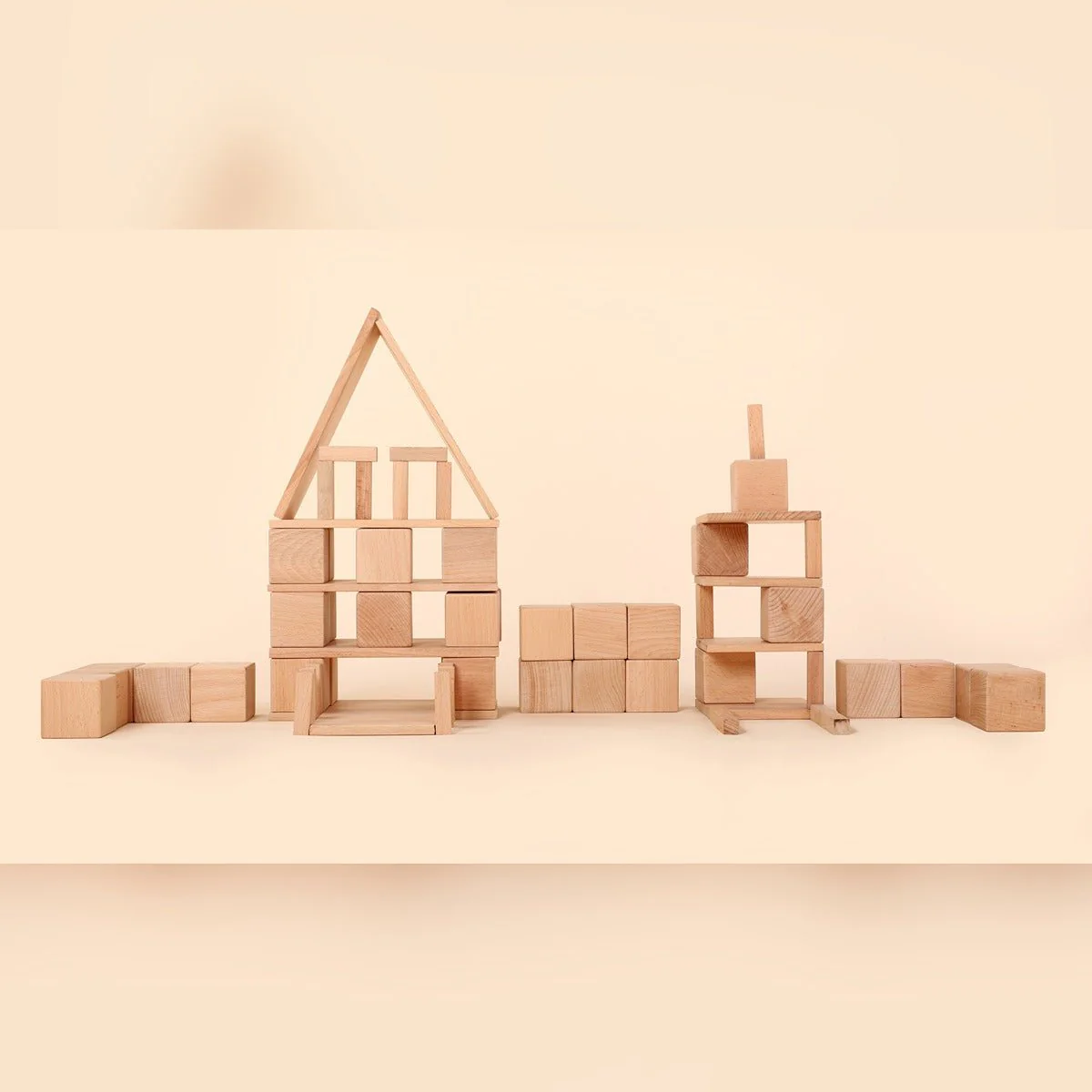 Natural Wooden Blocks – Cheerie Pack (61 Pieces) for Kids