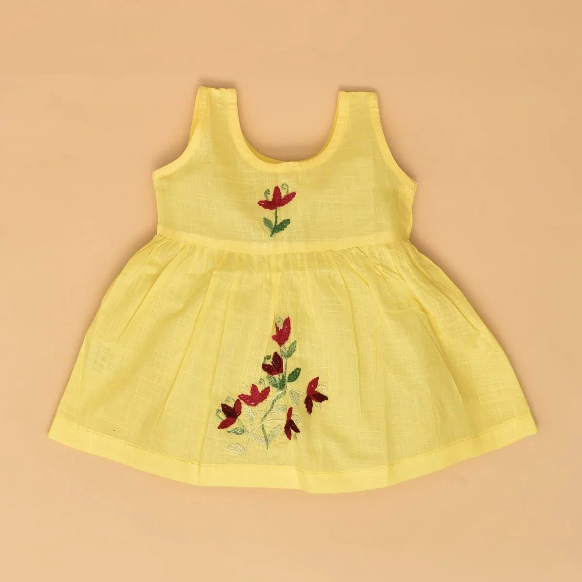 Multicolour Pure Cotton Hand Embroidered Baby Dress Combo-Set of 3 - Image 4