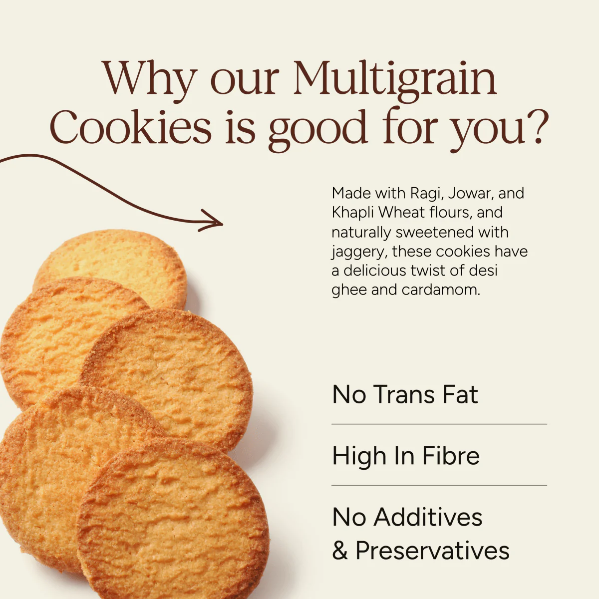 Multigrain Cookies | Cardamom Flavour | Enriched with Ghee | 100g - Image 4