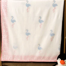Muslin Dohar Blanket – 3D Handblock – Flamingo Print – 40x60 inches - Image 4