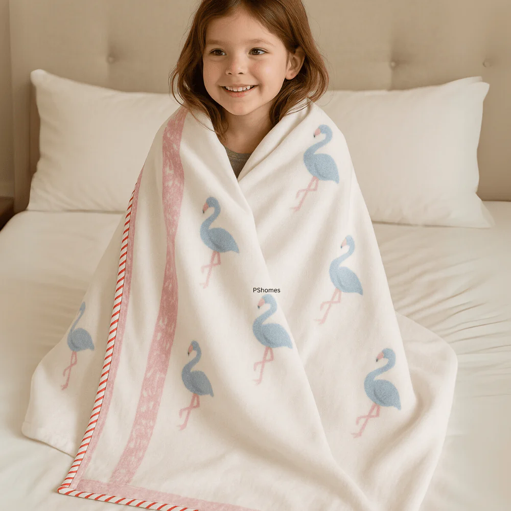 Muslin Dohar Blanket – 3D Handblock – Flamingo Print – 40x60 inches - Image 8
