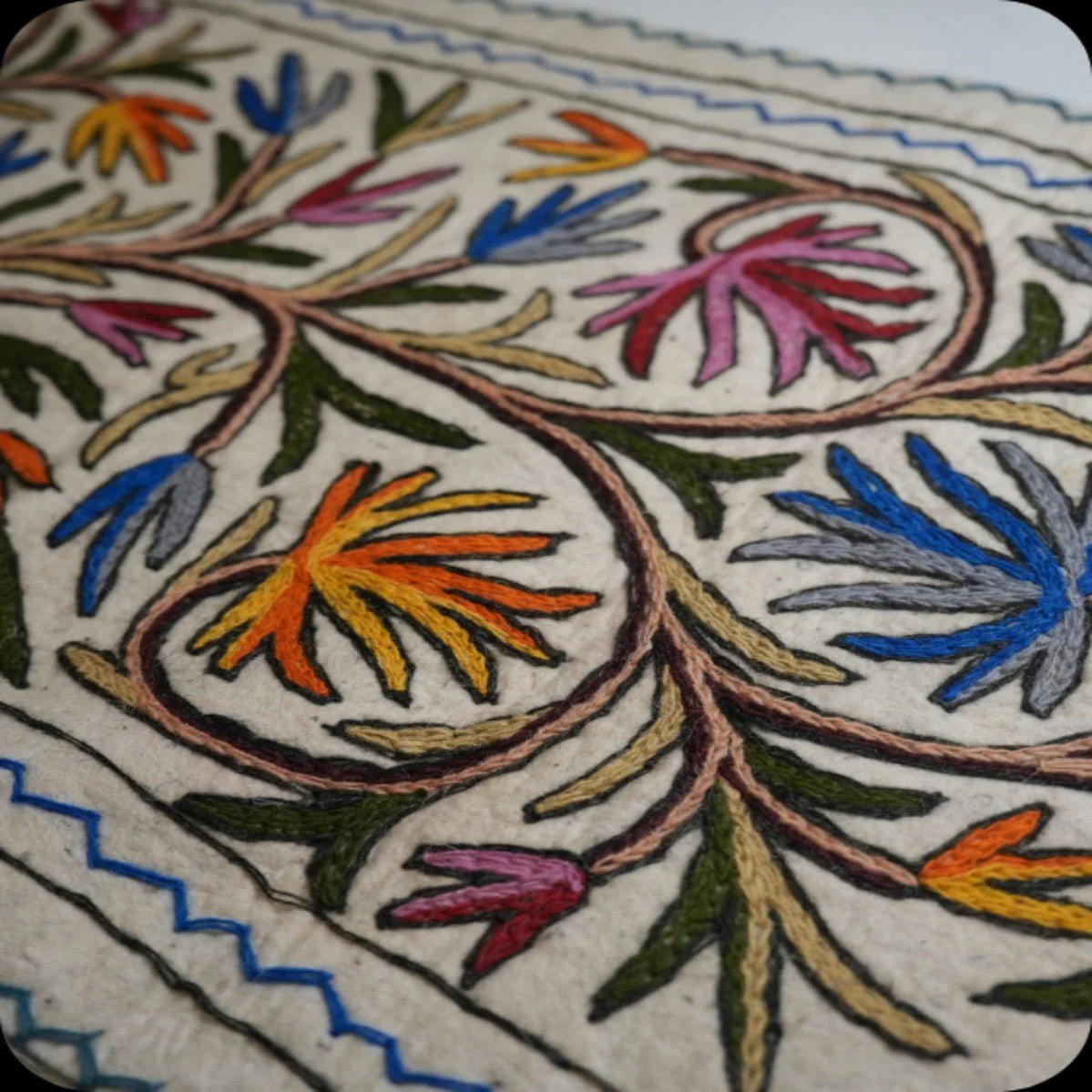 Handmade Namda Bedside Runner | Kashmiri Wool Felt Rug - Image 11