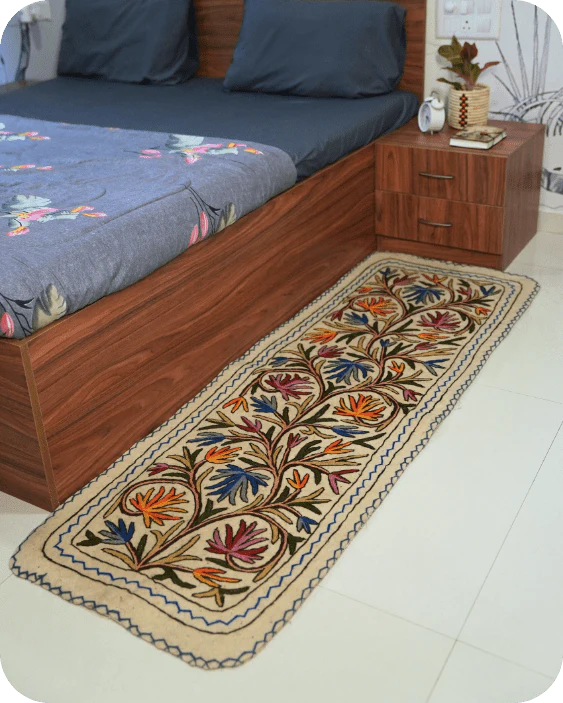 Handmade Namda Bedside Runner | Kashmiri Wool Felt Rug - Image 34