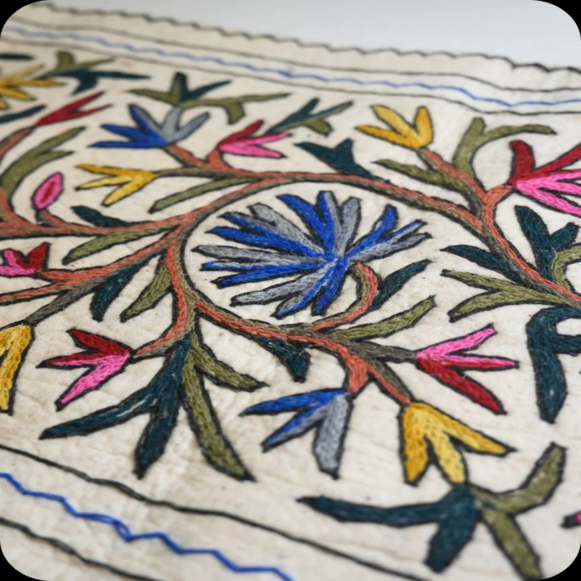 Handmade Namda Bedside Runner | Kashmiri Wool Felt Rug - Image 6