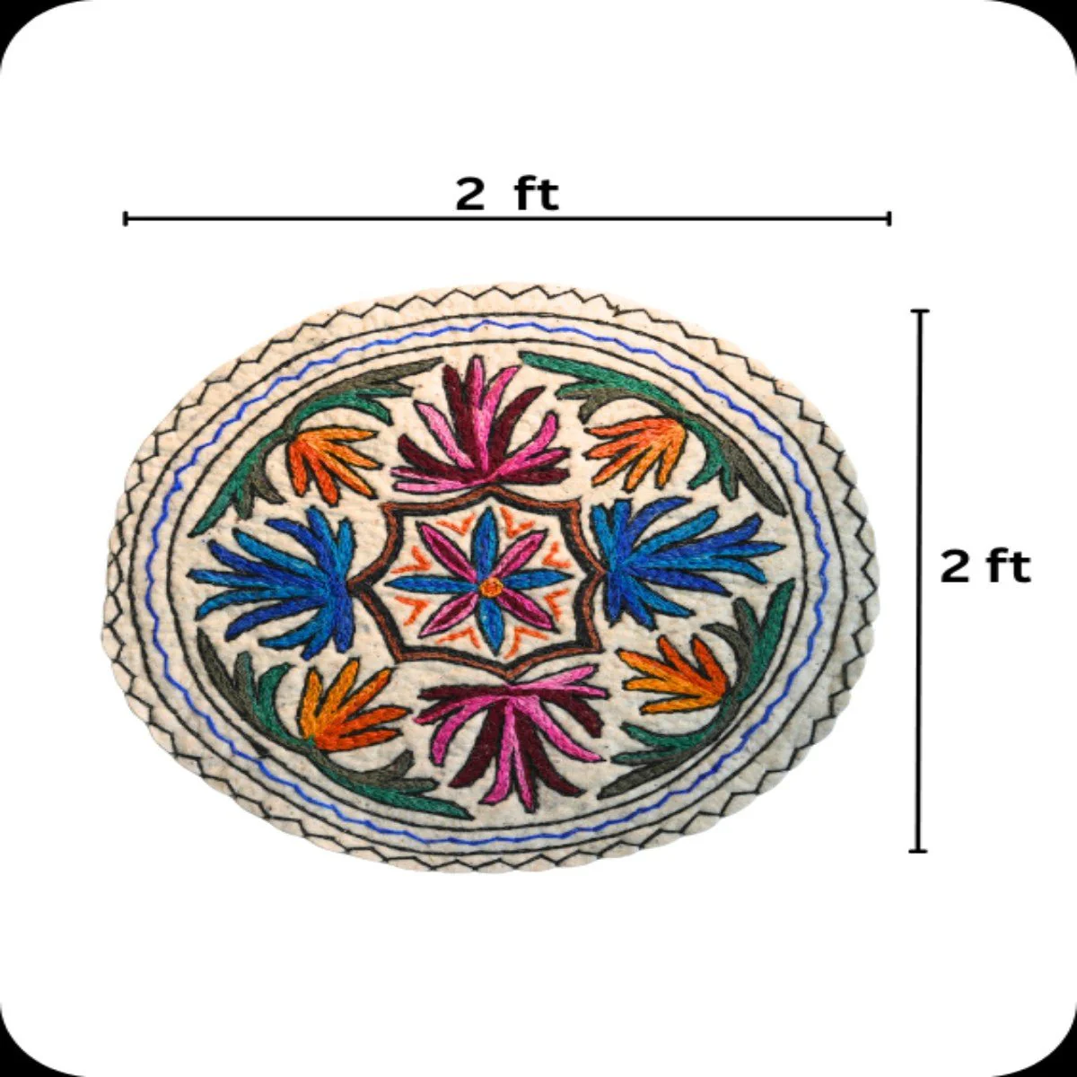 Handmade Namda Round Rug | 2 Iinch - Image 3