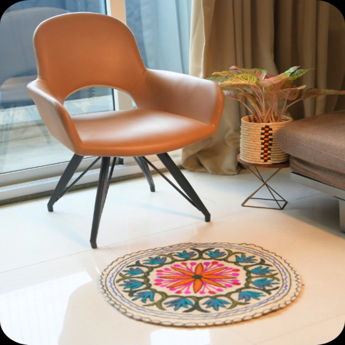 Handmade Namda Round Rug | 2 Iinch - Image 4