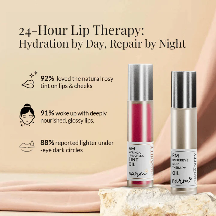 Narm Dusk & Dawn Lip Elixir – AM Tint & PM Lip Therapy Duo - Image 3