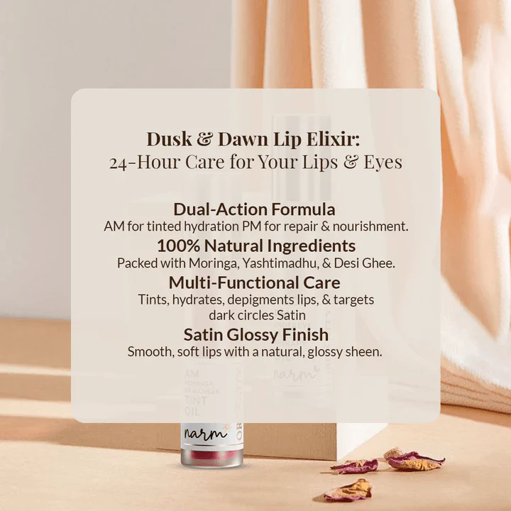 Narm Dusk & Dawn Lip Elixir – AM Tint & PM Lip Therapy Duo - Image 6