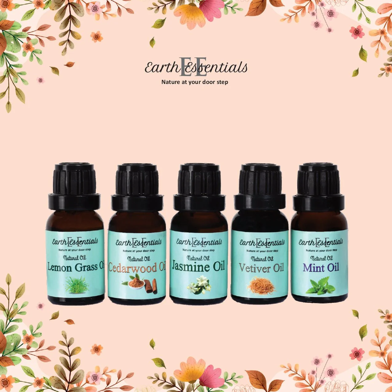 Natural Aroma Oils Set of 5 – Essential Oils Combo Pack 75 ml