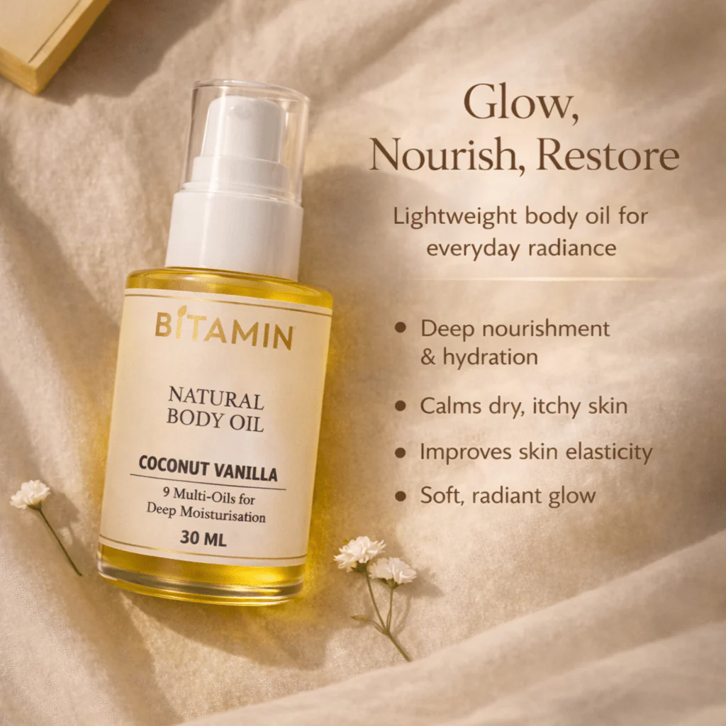 Natural Body Oil Coconut Vanilla 30ml Nourishing Skin Oil - Image 5