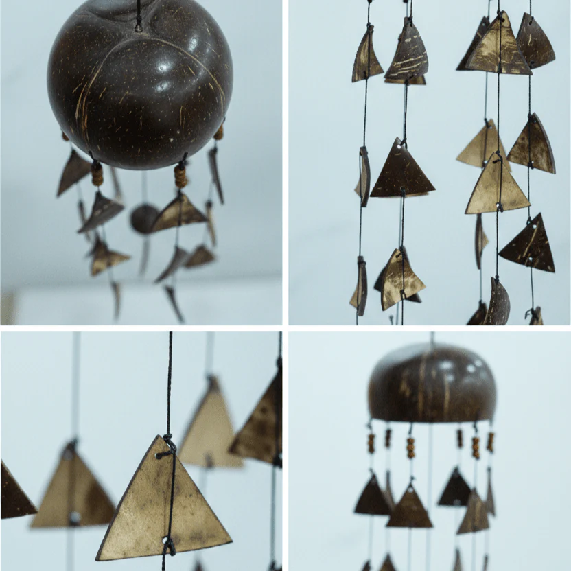 Natural Coconut Shell Hanging Wind Chimes | Handcrafted Decor - Image 3