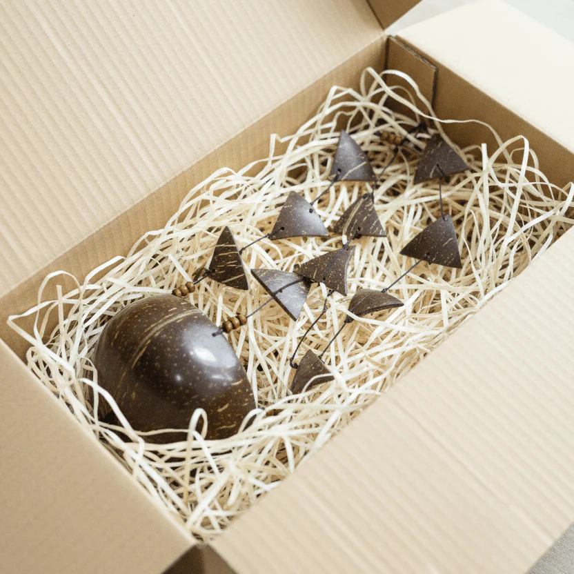 Natural Coconut Shell Hanging Wind Chimes | Handcrafted Decor - Image 4
