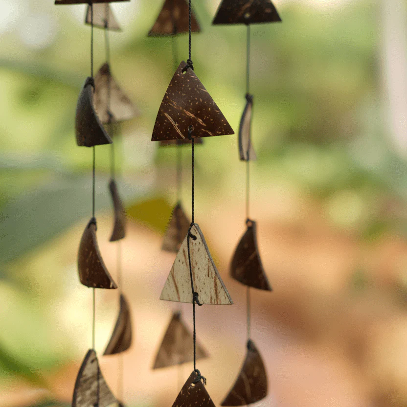 Natural Coconut Shell Hanging Wind Chimes | Handcrafted Decor - Image 6