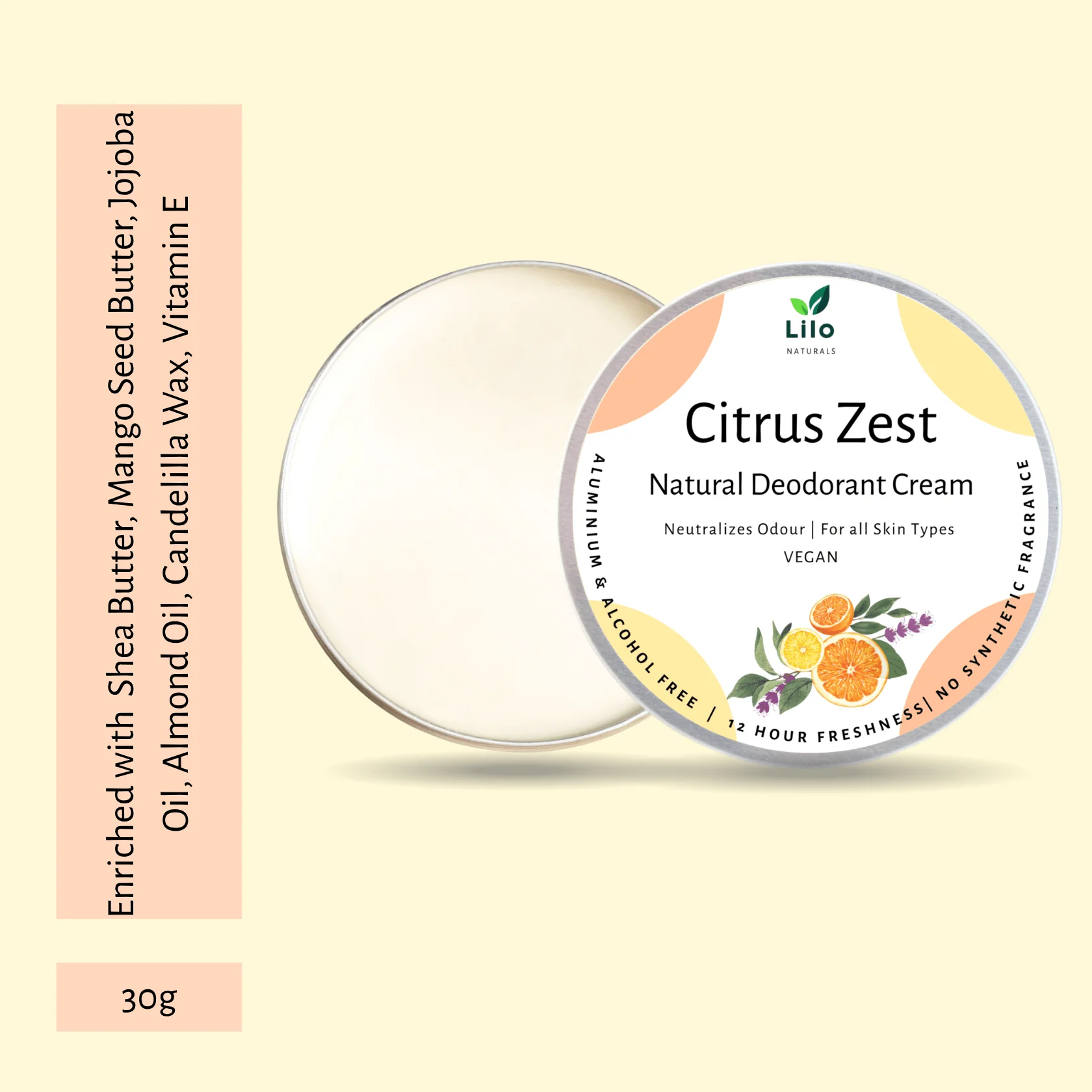 Natural Deodorant Cream | Citrus Zest | With Jojoba & Almond Oil - Image 7