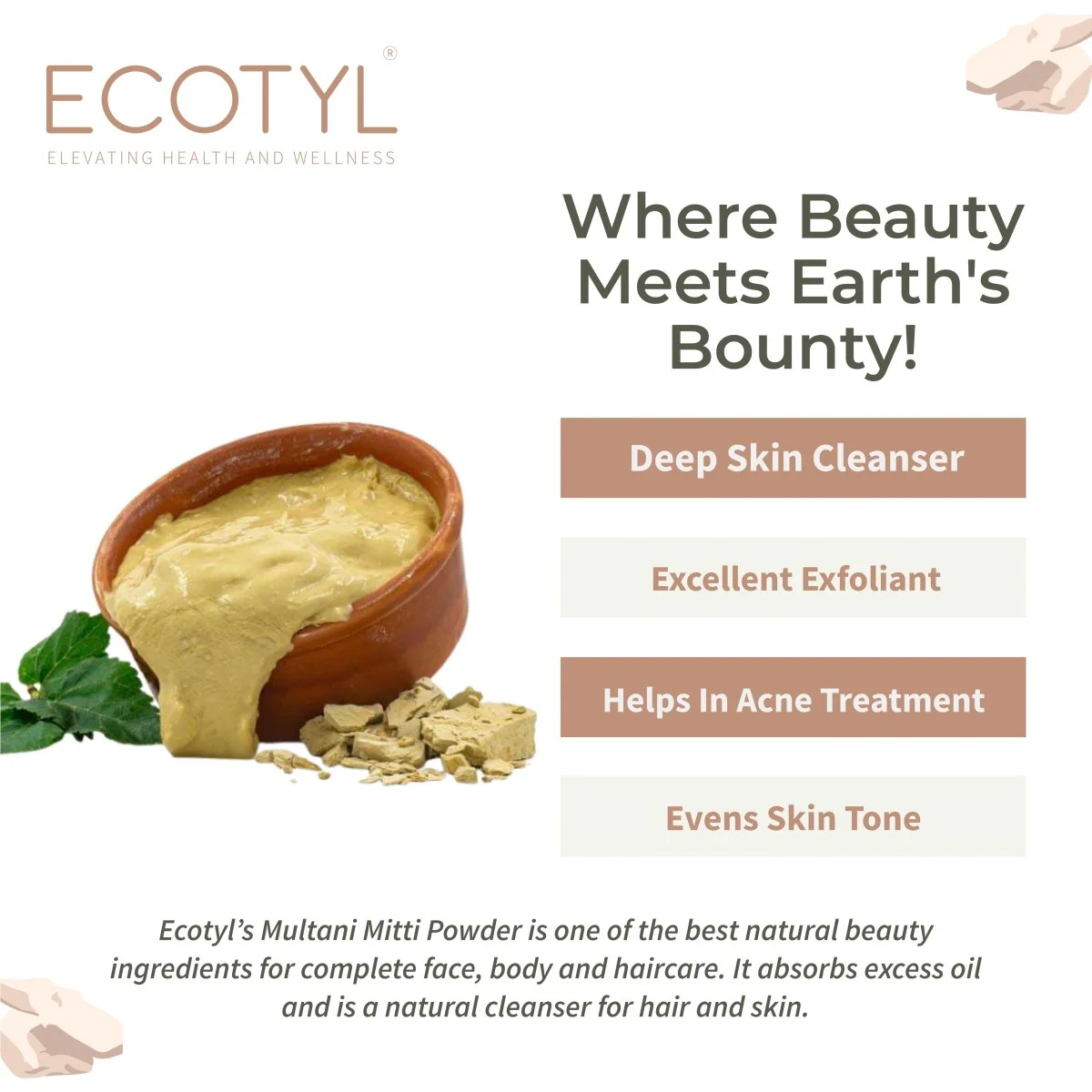 Pure Multani Mitti Face Pack for Exfoliation & Clear Skin- 150g - Image 2