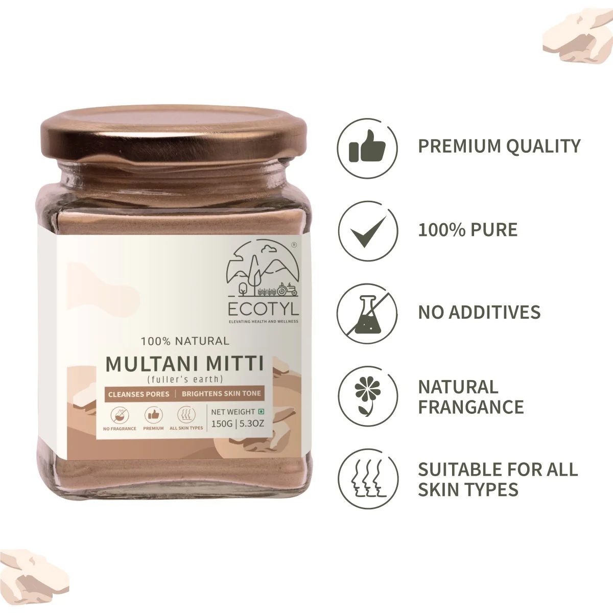 Pure Multani Mitti Face Pack for Exfoliation & Clear Skin- 150g - Image 3