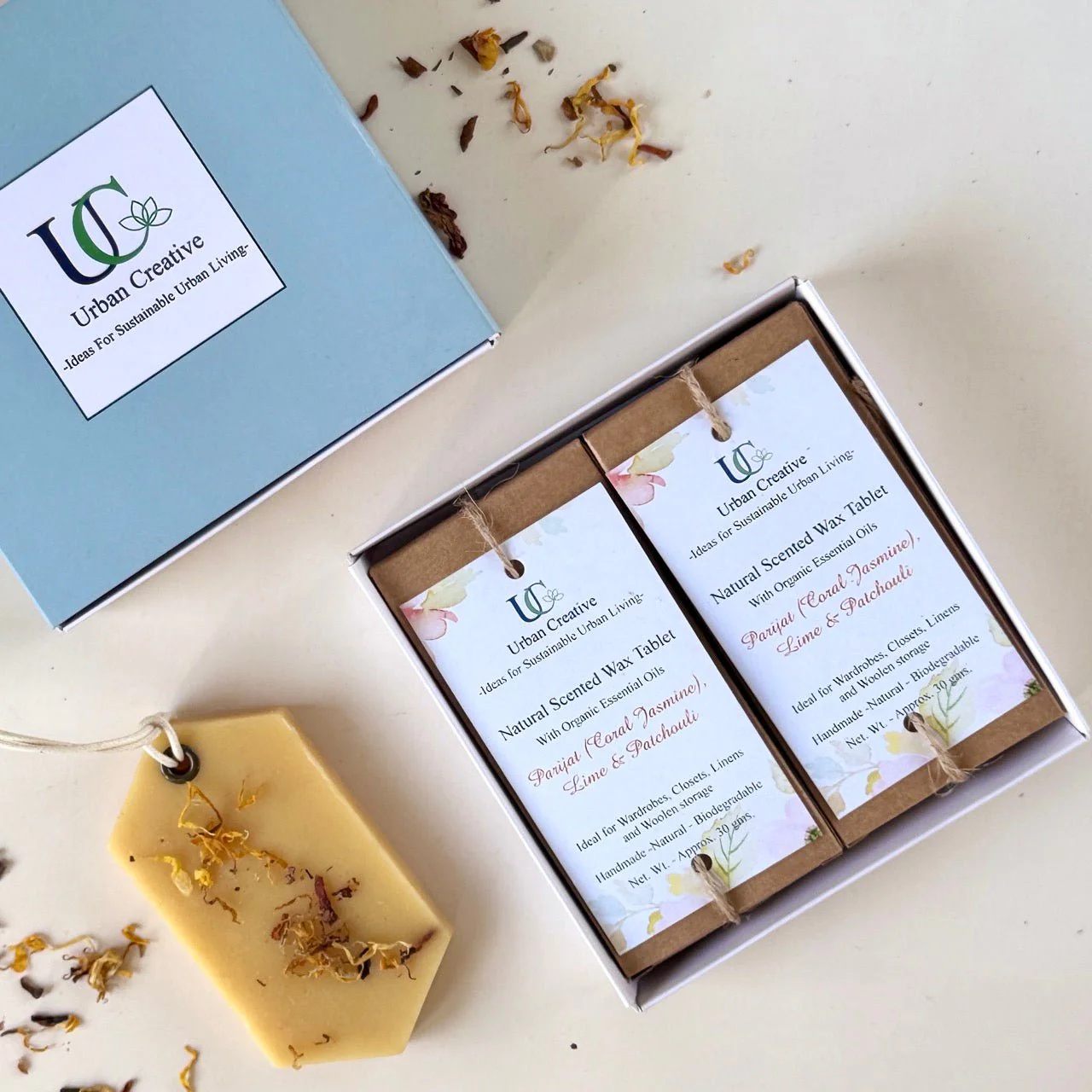 Natural Scented Wax Tablet Parijat (Coral Jasmine) , Lime & Patchouli - Image 3