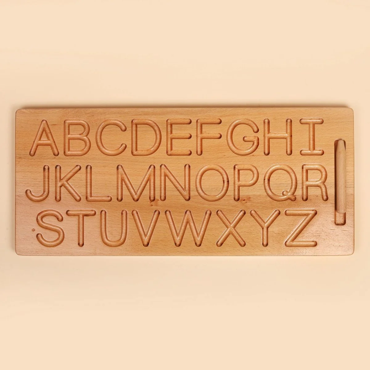 Natural Wooden Alphabet Tracing Board – ABC Toy