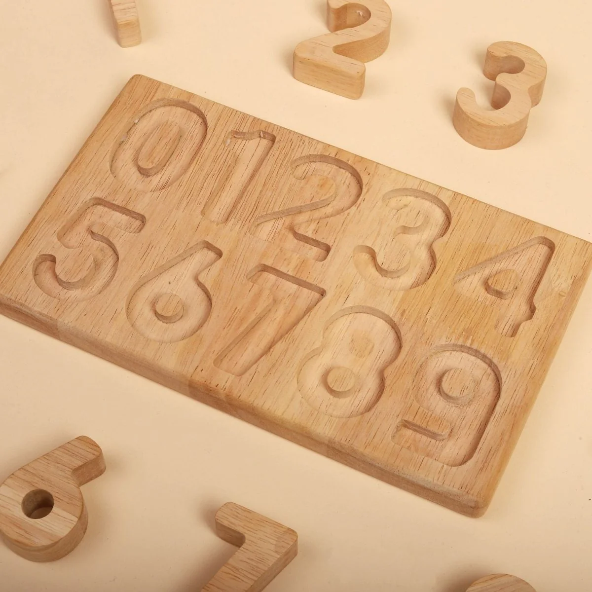 Natural Wooden Number Puzzle – Digits 0 to 9 Toy - Image 3