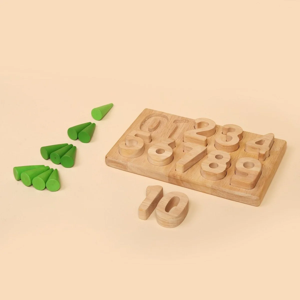 Natural Wooden Number Puzzle – Digits 0 to 9 Toy - Image 6