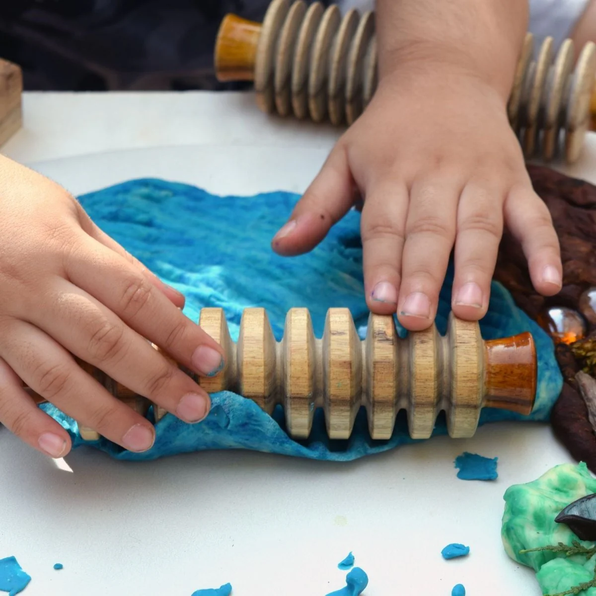Natural Wooden Play Dough Tools – Craft Kit for Kids - Image 2
