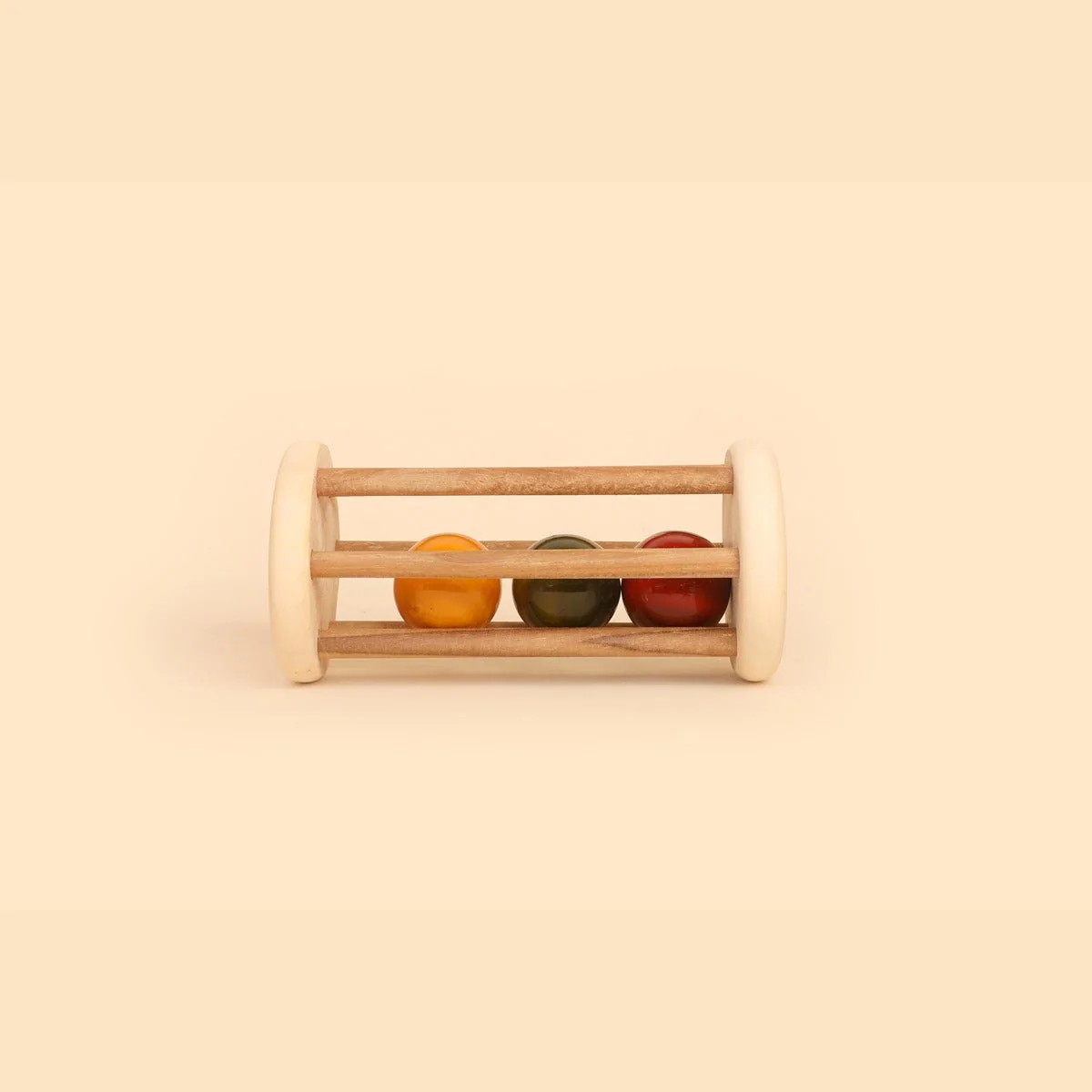 Natural Wooden Rolling Rattle – Organic Baby Toy