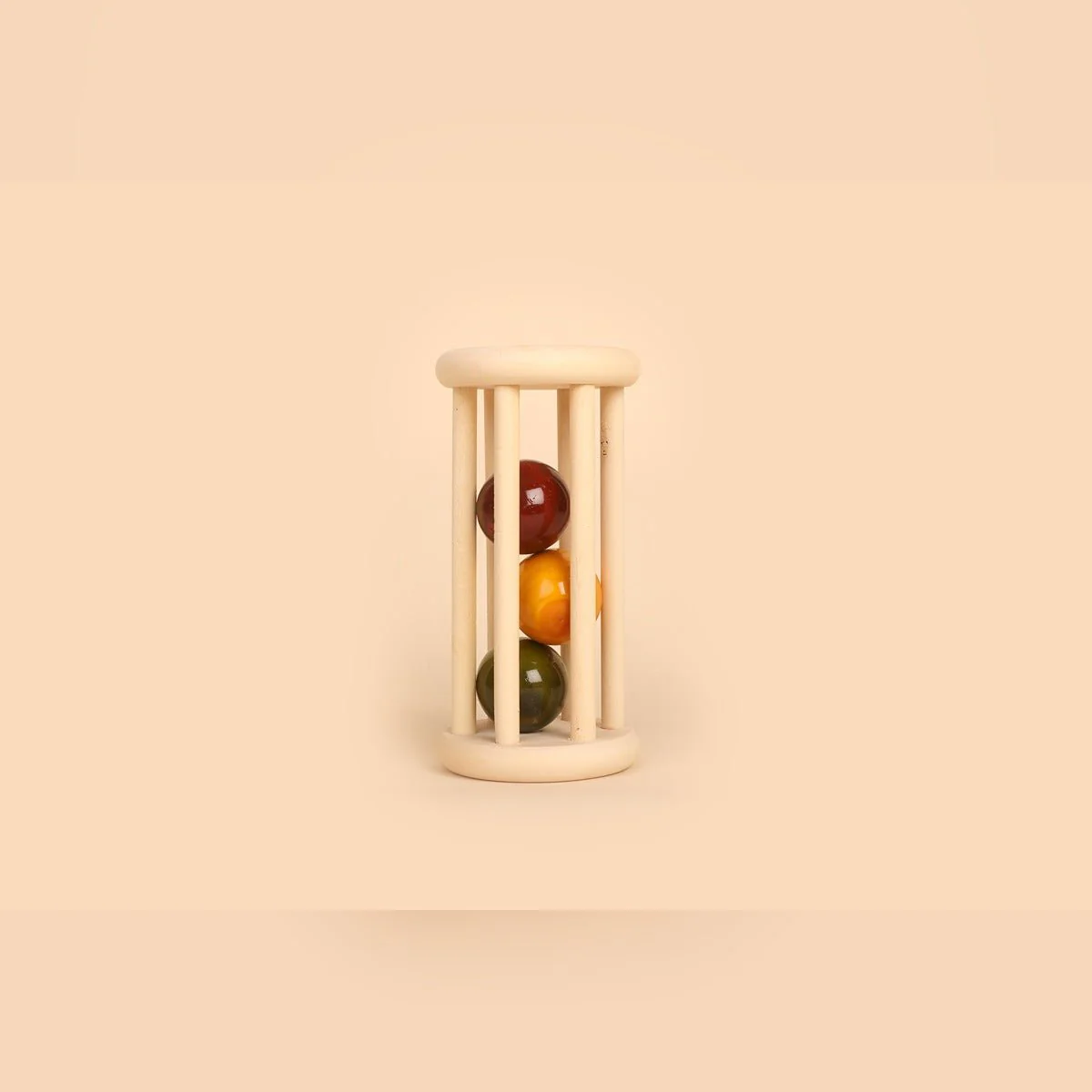 Natural Wooden Rolling Rattle – Organic Baby Toy - Image 2
