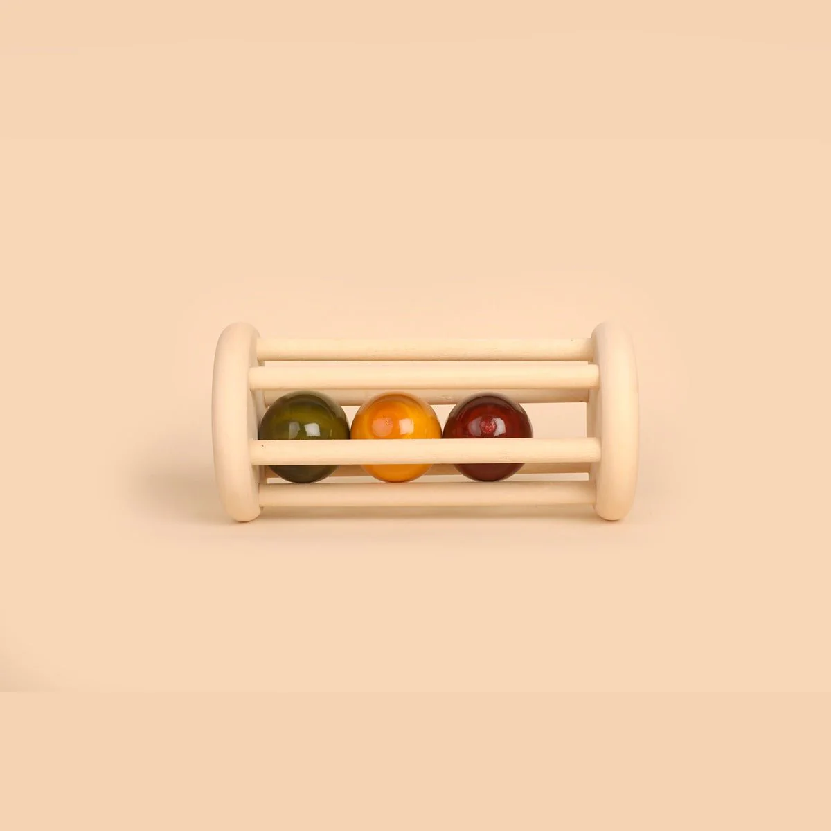 Natural Wooden Rolling Rattle – Organic Baby Toy - Image 3