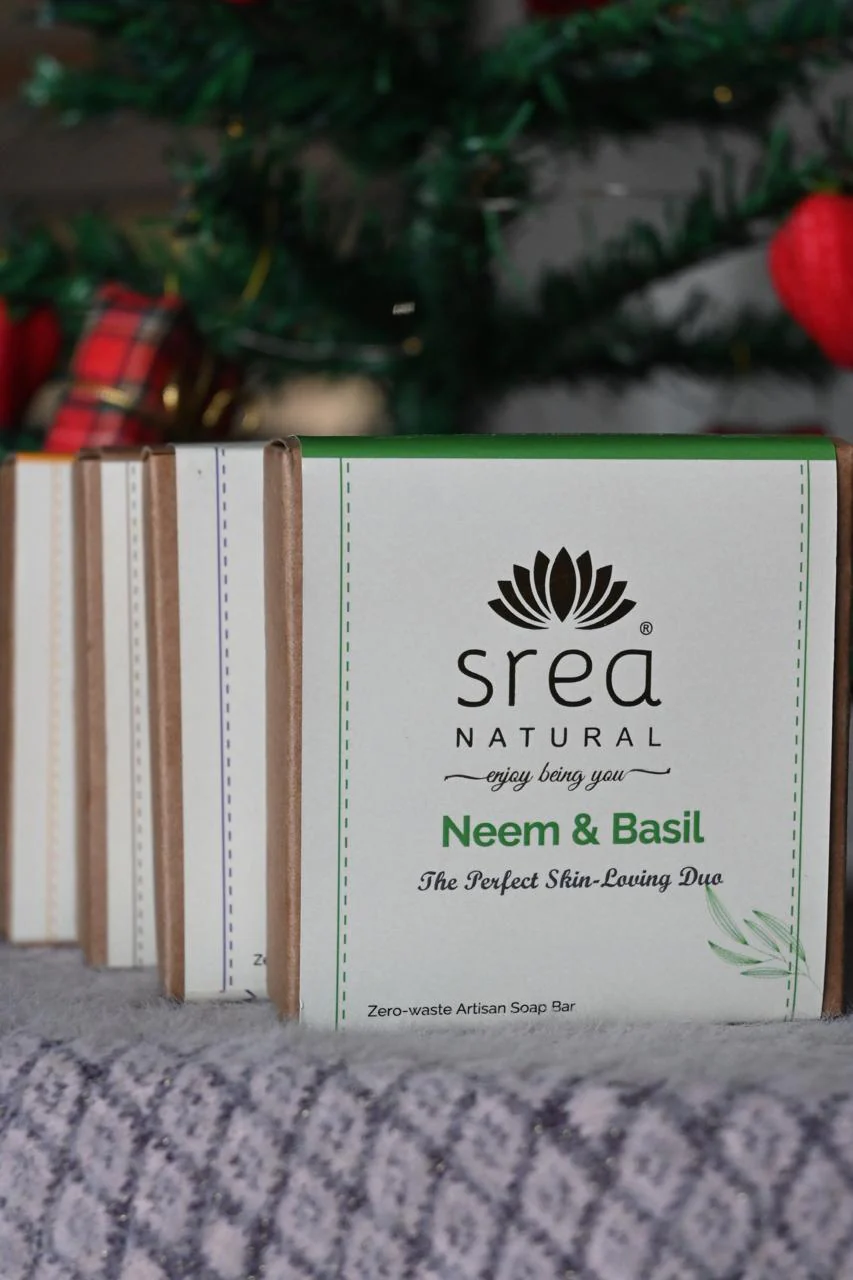 Neem and Basil Handmade Soap | Herbal Cleansing Bath Bar 120g - Image 2