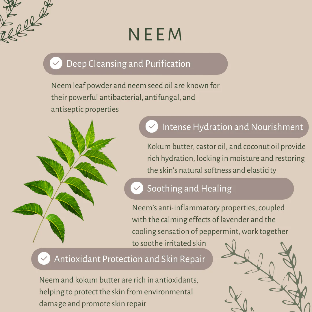 Neem Bar Soap for All Skin Types with Neem Oil & Charcoal - Image 3