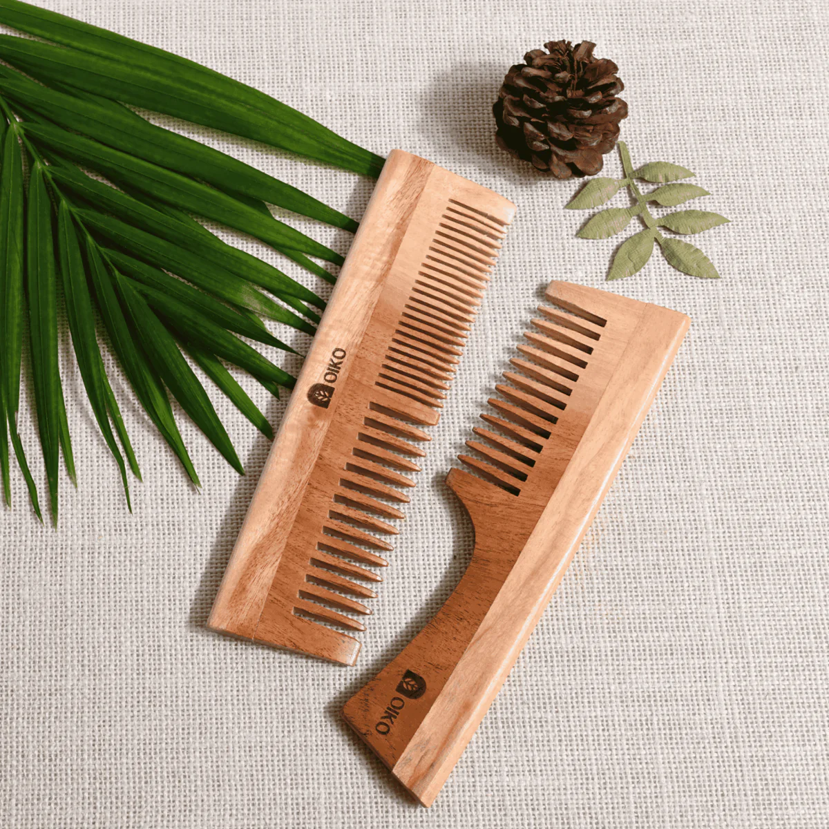 Neem Wood Hair Comb Combo Pack – Handle & Dual-Sided