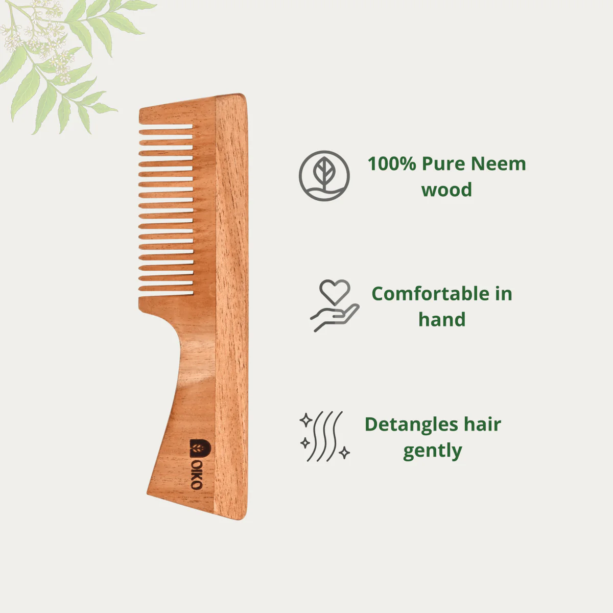 Neem Wood Hair Comb Combo Pack – Handle & Dual-Sided - Image 3