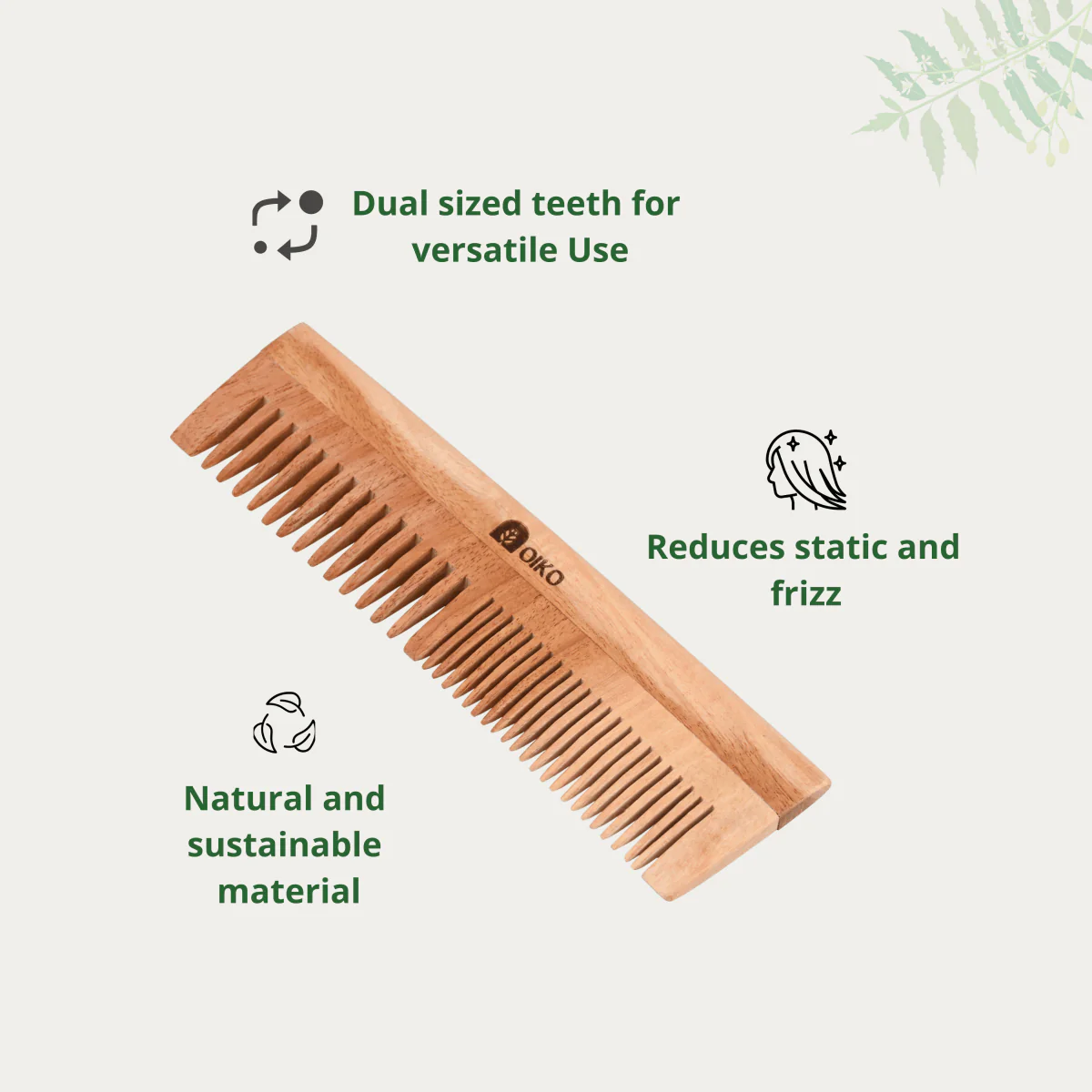 Neem Wood Hair Comb Combo Pack – Handle & Dual-Sided - Image 4