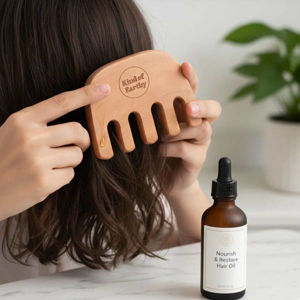 Neem Wood Massage Comb | Rounded Teeth | Scalp Stimulating Comb - Image 3