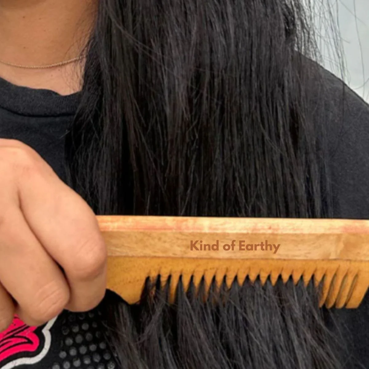 Neem Wood Wide Tooth Comb | Detangler & Ideal After Shampoo - Image 3