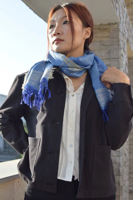 Nila Silk Stole in Banaras Hand Weave | Handwoven Silk Stole - Image 3