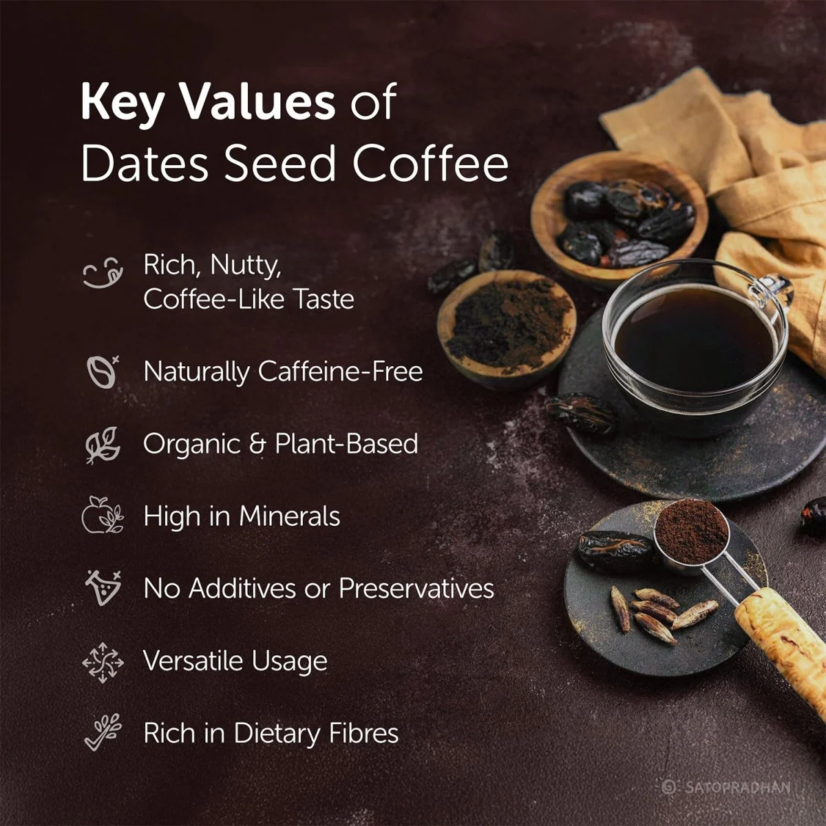 NoCoffee Date Seed Coffee Powder–Caffeine Free Coffee Alternative-100g - Image 3