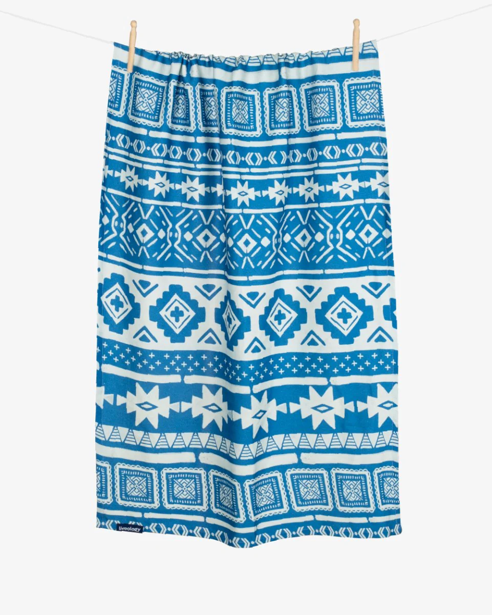 Bamboo & Cotton Blend Printed Bath Towel | Nomad Azure Blue - Image 6